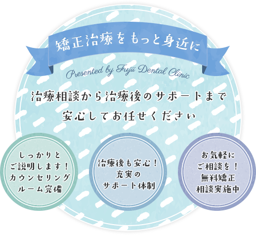 治療相談から治療後のサポートまで安心してお任せください